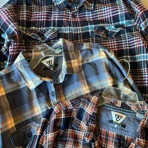 VISSLA Men's Plaid Flannel Plaid Shirts XL Lot Of 3 Bundle